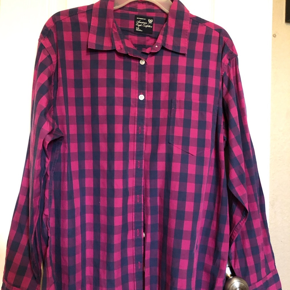 American Eagle Outfitters Red and Blue Checkered Shirt